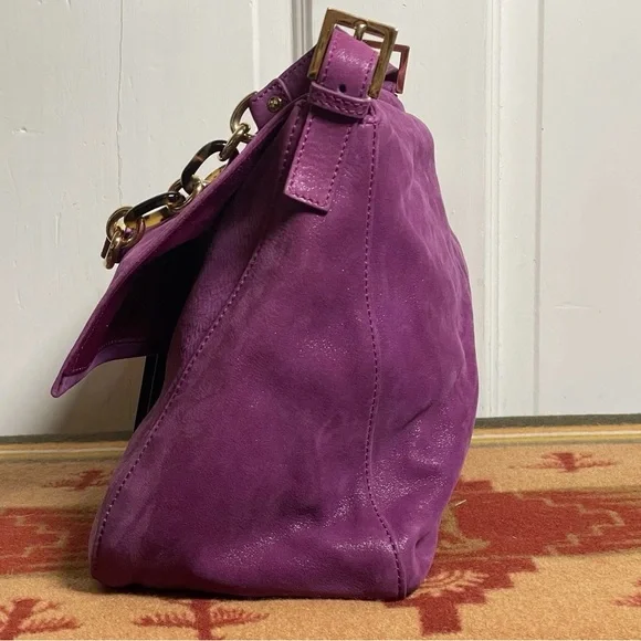 Fendi Rare Y2K Iridescent PlumSuede Mamma Baguette Shoulder Bag - Picture 3 of 15